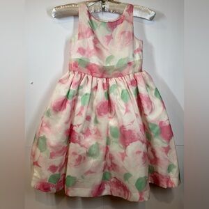 Janie and Jack White, Pink and Green Silk Floral Party Dress Girls Size 6